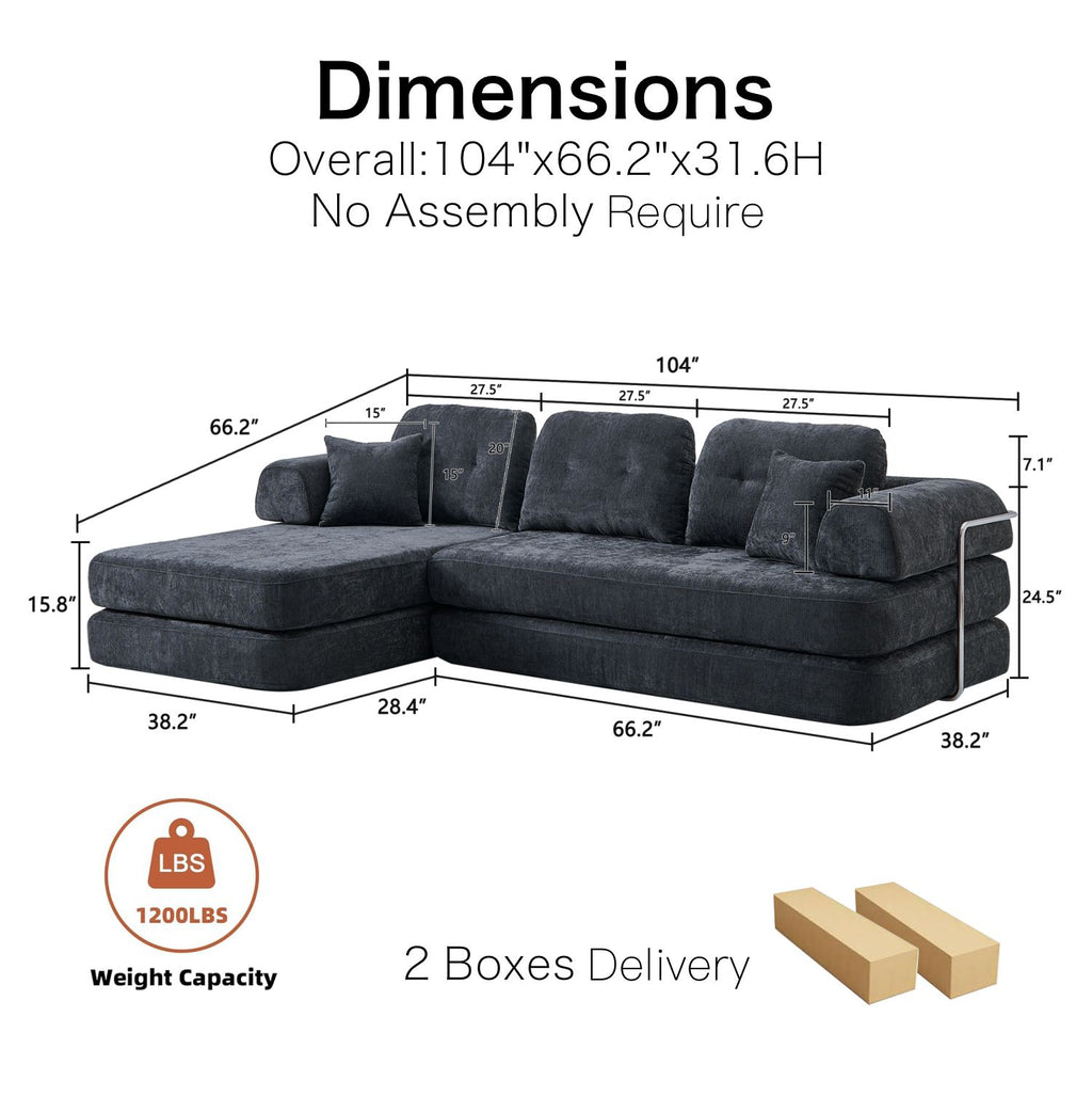 Boneless Couch | Compressed Sofa 104" | Haven480 - Vacuum Packed - Assembly Free