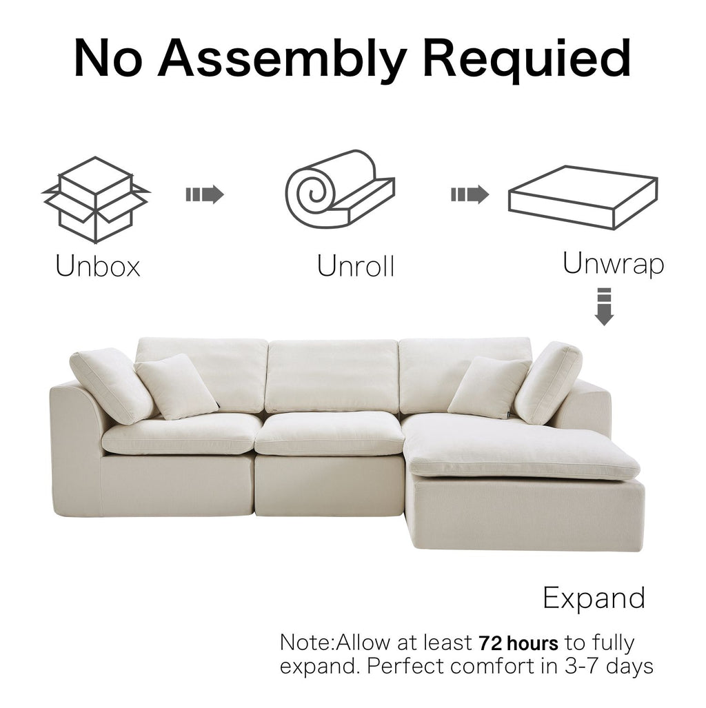 Boneless Couch | Compressed Sofa 110" | Cloud485 - Vacuum Packed - Assembly Free