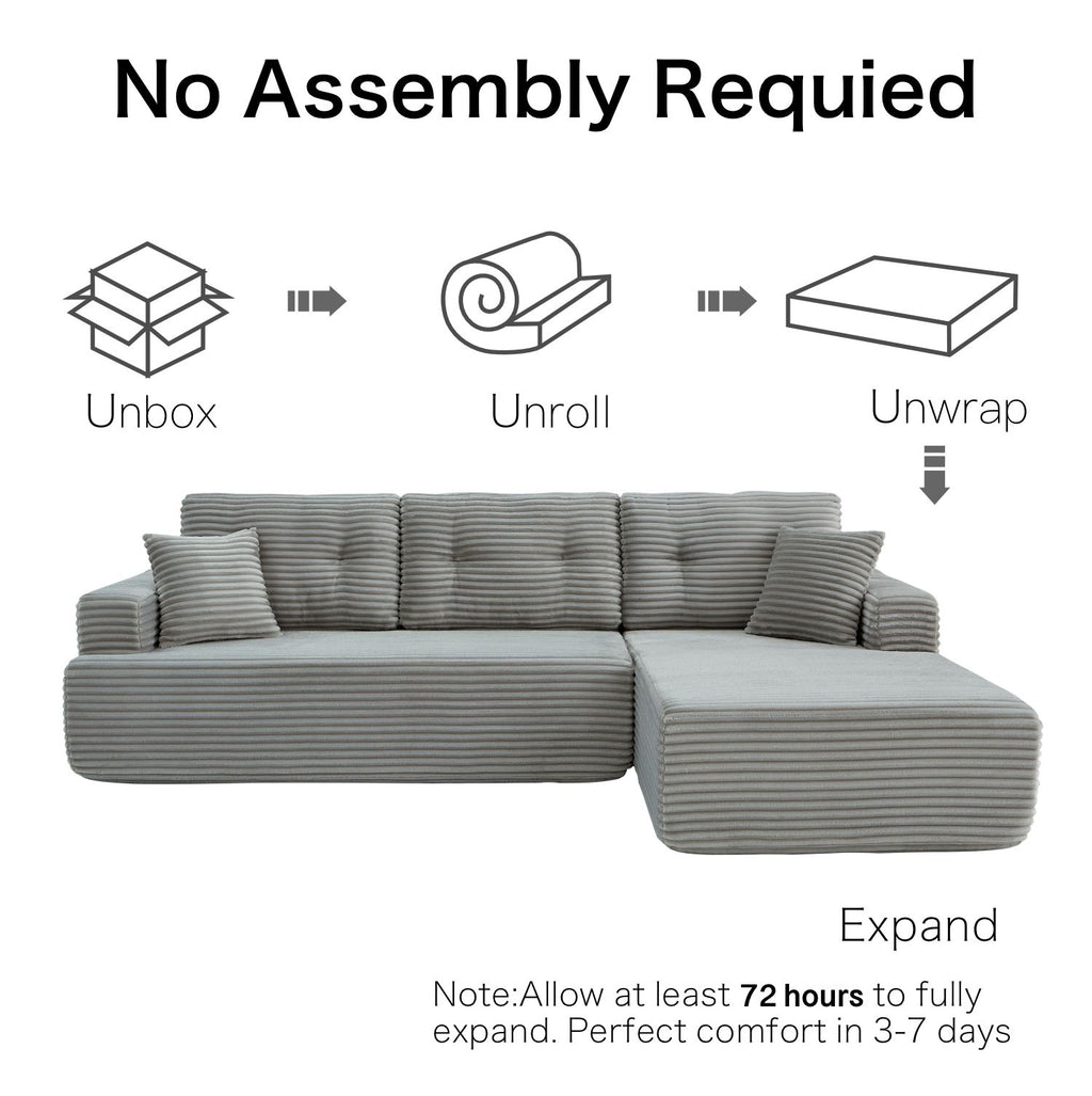 Boneless Couch | Compressed Sofa 107" | Cuddle711 - Vacuum Packed - Assembly Free