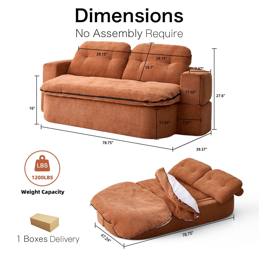 Boneless Couch | Compressed Sofa 79" | Capsule836 - Vacuum Packed - Assembly Free