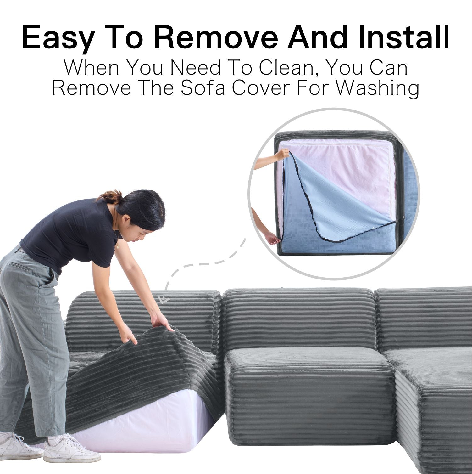 Boneless Couch | Compressed Sofa 105" | Gather983 - Vacuum Packed - Assembly Free