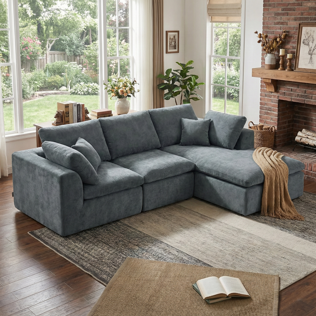 Boneless Couch | Compressed Sofa 110" | Cloud485 - Vacuum Packed - Assembly Free